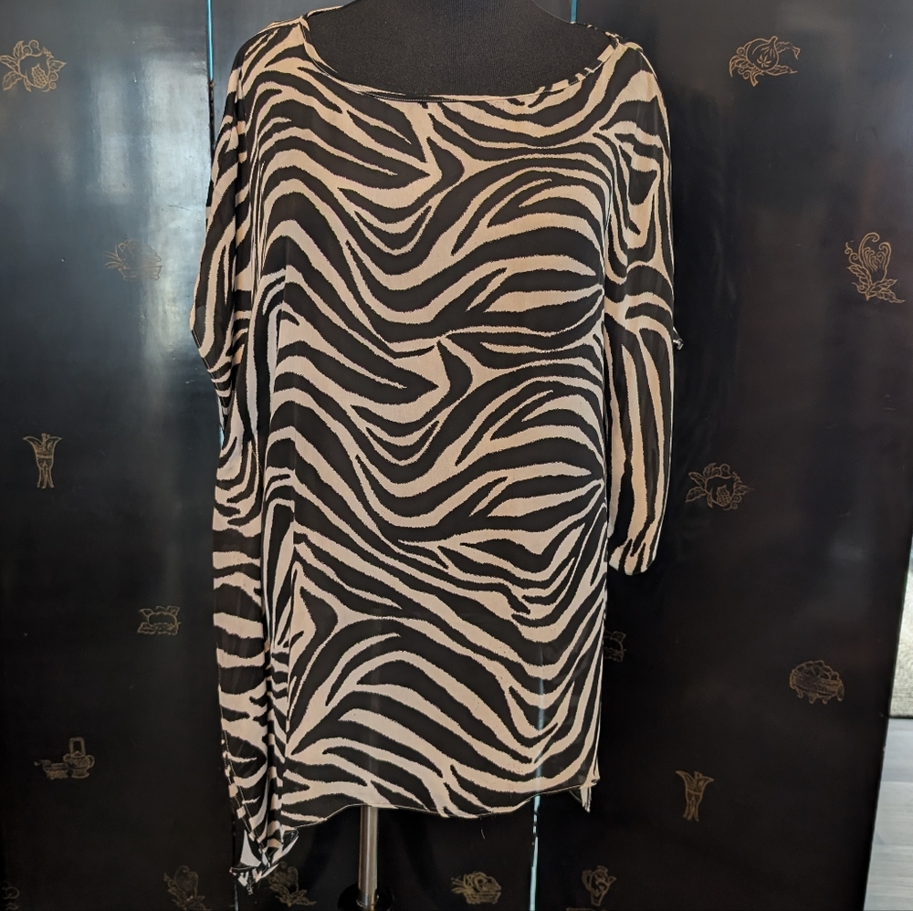 L/XL Michael Kors Flowy Chiffony Zebra Print Top